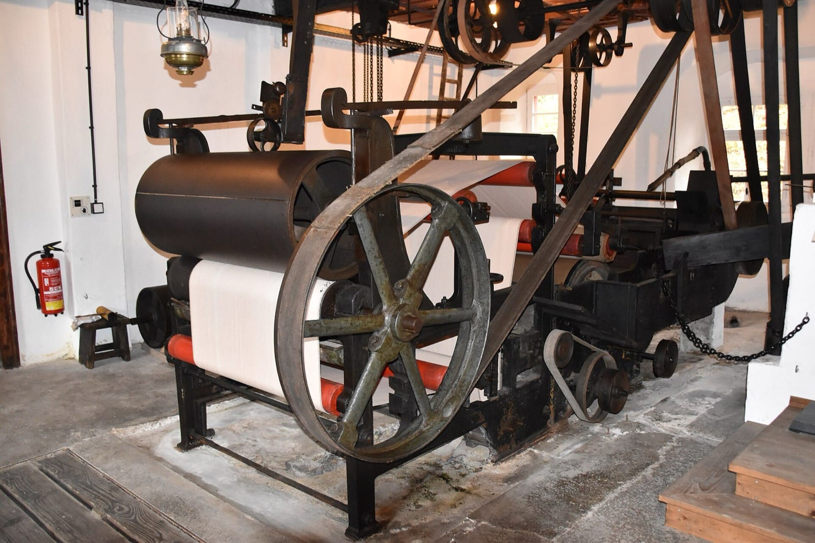 Paper machine in operation — dryer section